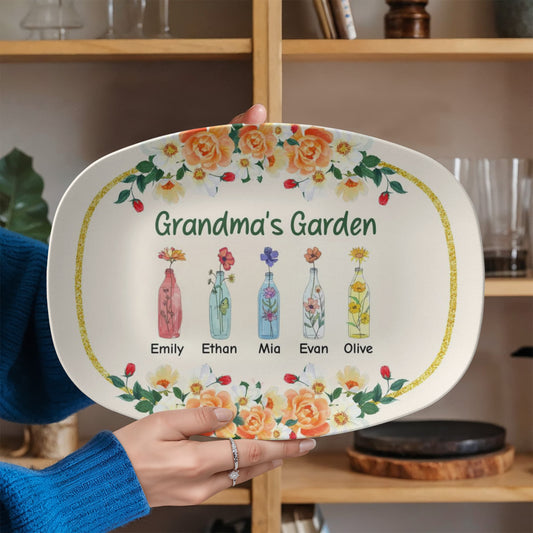 Grandma's Garden, Personalized Platter | Gift for Mimi | Gift from Kids