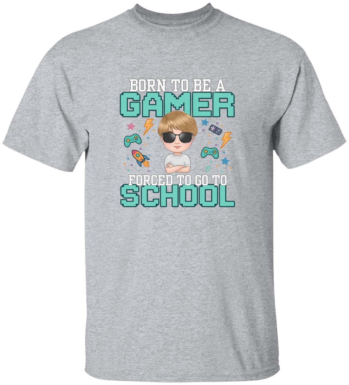 Kids Gamer Tee - Personalize Image Fun School Shirt