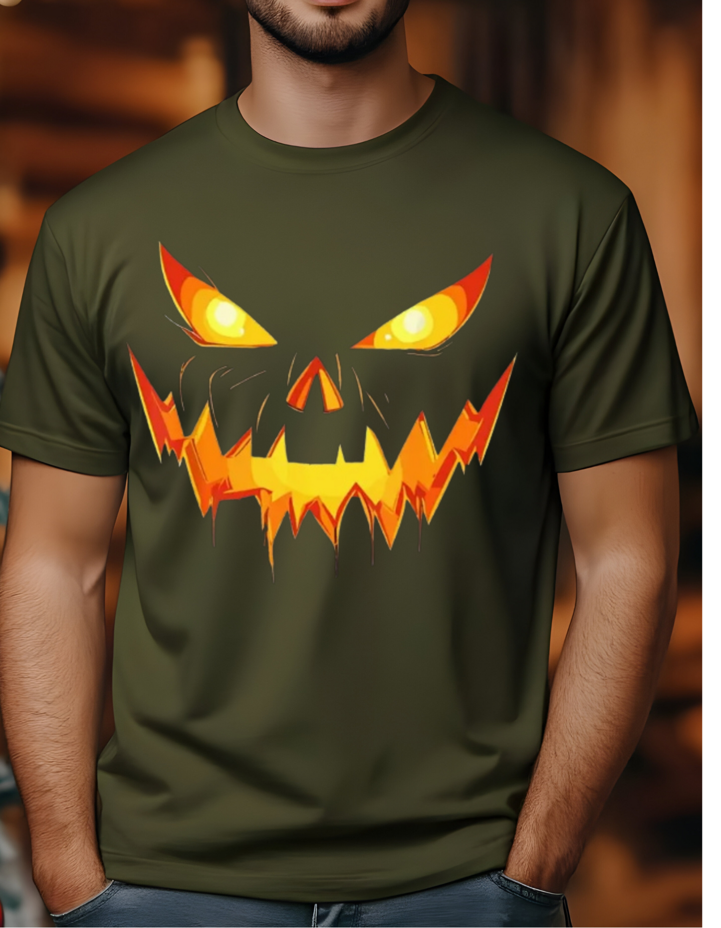 Halloween, jack-o’-lantern, pumpkin face,Cotton Tee