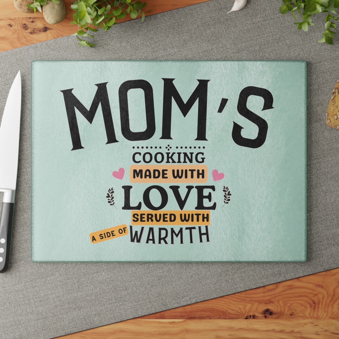 For Mom "Made With Love" Glass Cutting Board