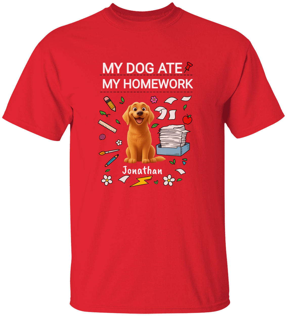 Personalized Kids Cotton Tee with Funny Dog Design