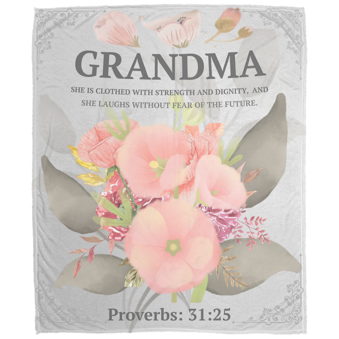 Personalize “MAMA Encouragement – Proverbs 31:25 Plush Fleece Blanket” 50x60