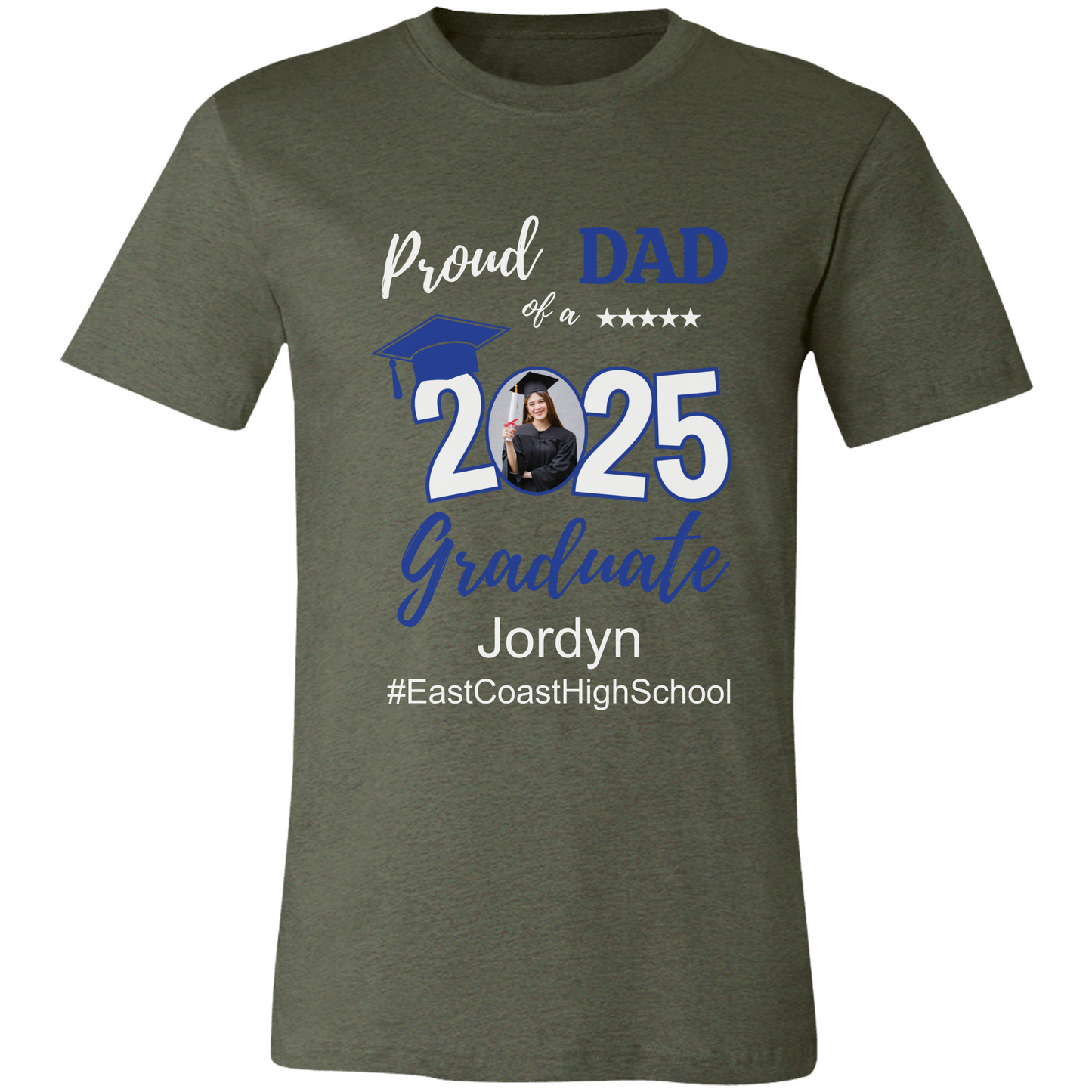 Proud Family T-Shirt, Personalized 2025 Grad Tees, 2025 Graduate Custom Photo Graduate Tee