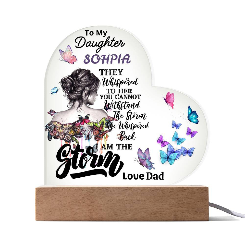 Personalized To My Badass Daughter Acrylic Nite Lite - Empowering Gift for Daughter from Dad or Mom