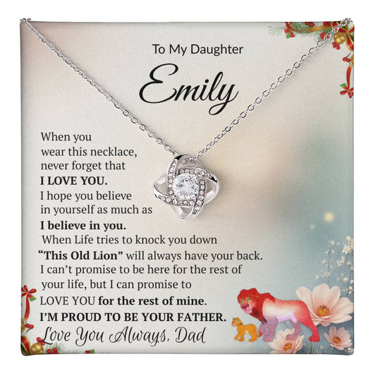 To My Daughter Love Knot Necklace, Love Dad! Beautiful Gift for Daughter!
