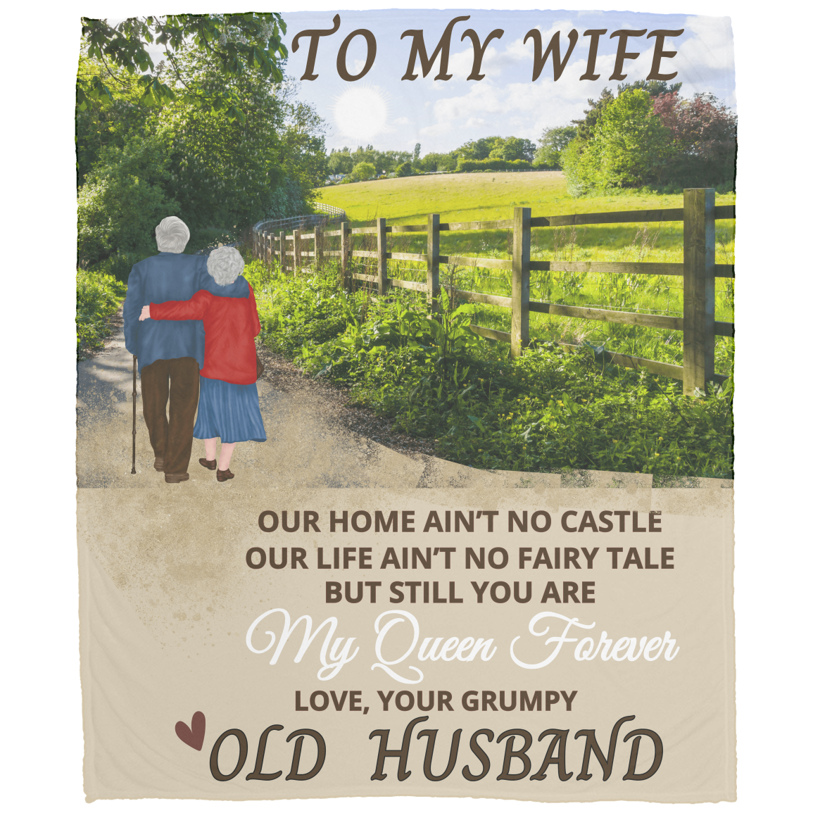 To My Wife "My Queen Forever" Plush Fleece Blanket