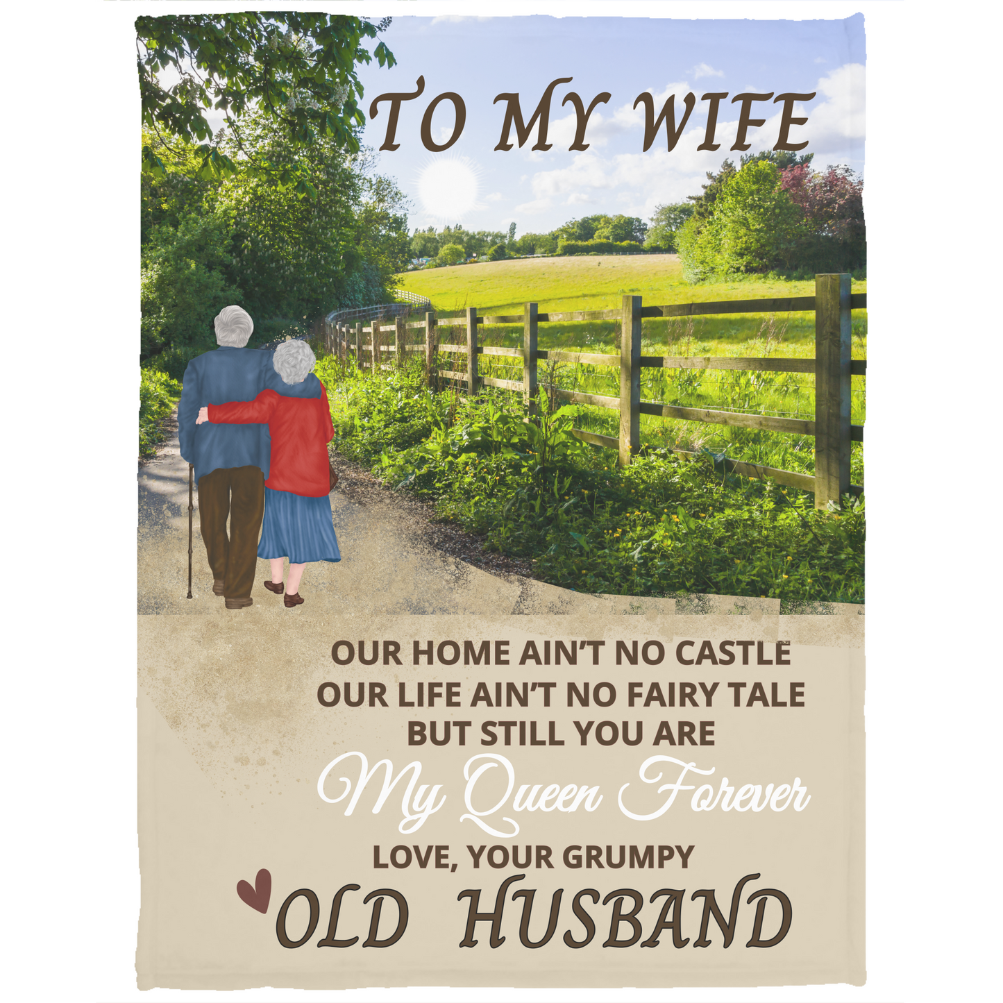 To My Wife "My Queen Forever" Plush Fleece Blanket