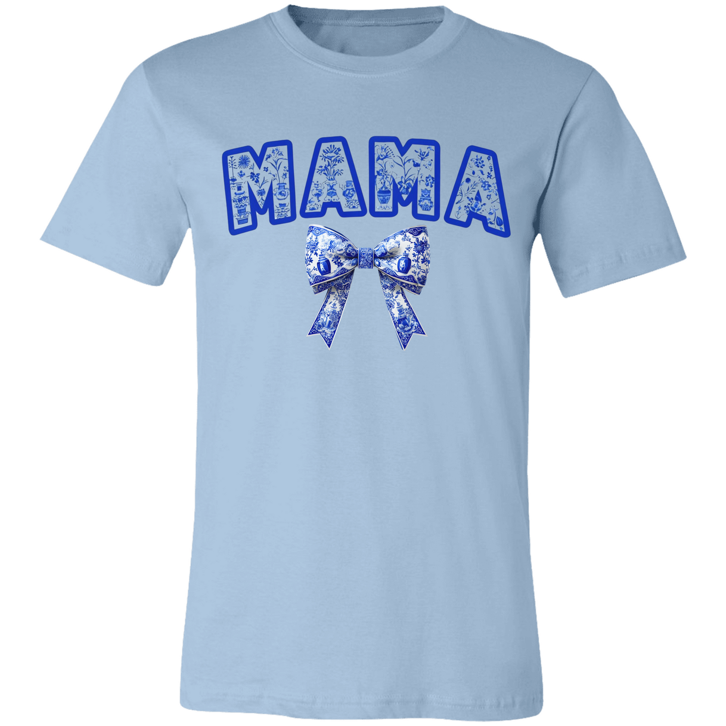 Mama Shirt, Cute Floral Mama Shirt, Blue Ribbon Shirt, Floral Mom Tee, Coquette
