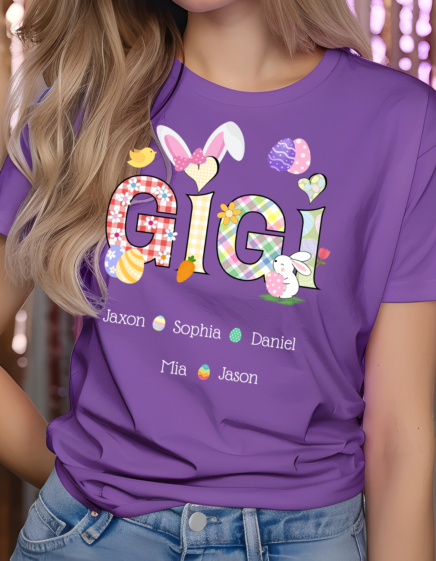 Personalized Easter Bunny GIGI Custom GIGI And Grandkids T-Shirt
