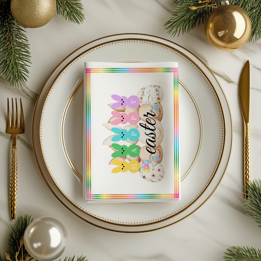 Happy Easter Placemats/Napkin, Easter Bunny Table Decor, Spring Dining Table Accessory, Holiday Cotton Placemat, Festive Table Setting Decor