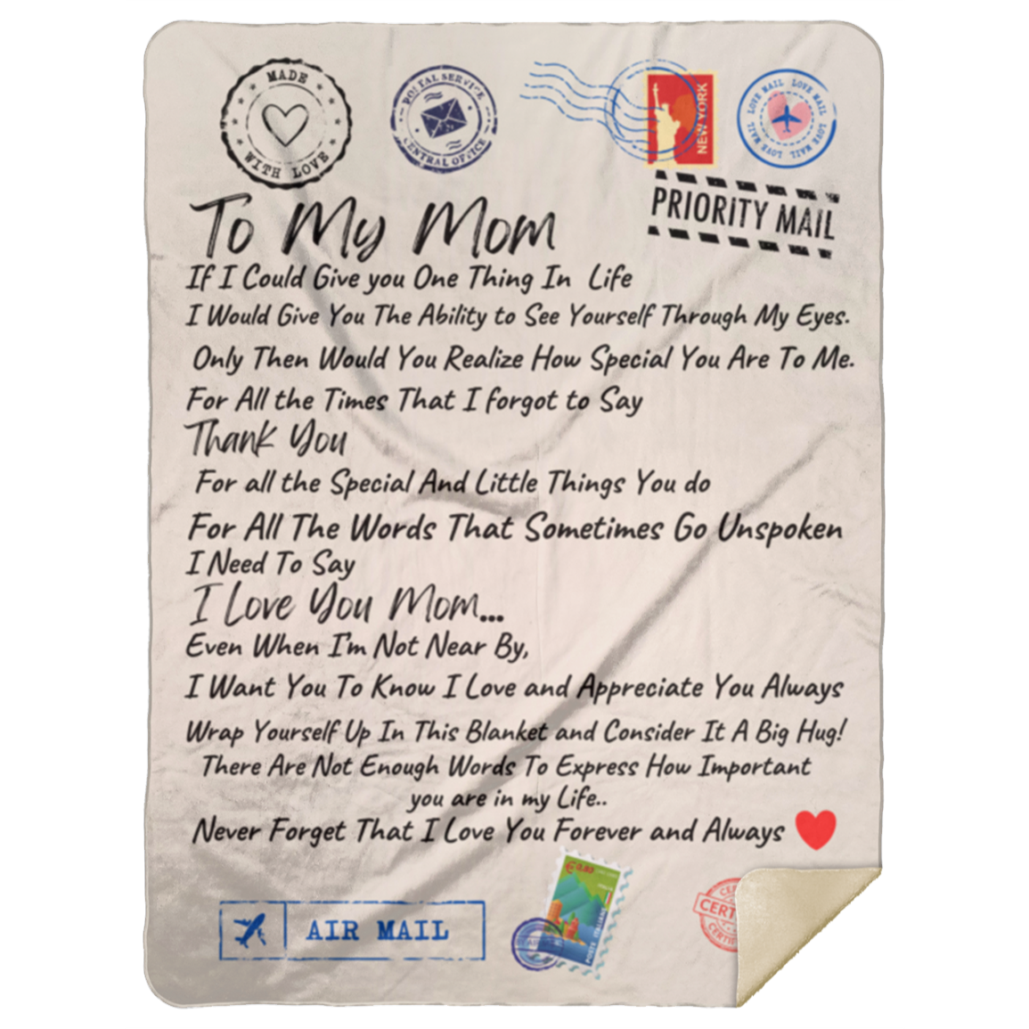 To My Mom "If I Could" Premium Sherpa Blanket (Throw) 50x60