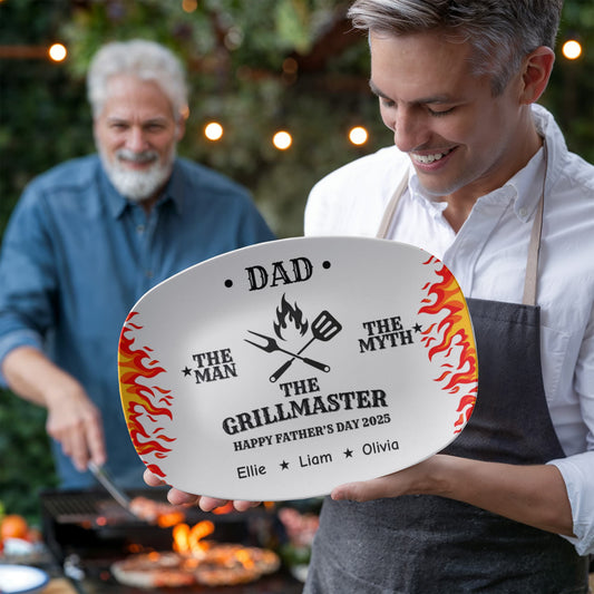 BBQ Grilling Personalized Plate, Daddy's Grilling Plate for Father's Day, Custom Gift for Him