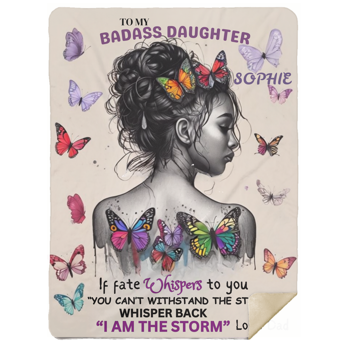 Personalized To My Badass Daughter Blanket - Empowering Gift For Daughter From Dad