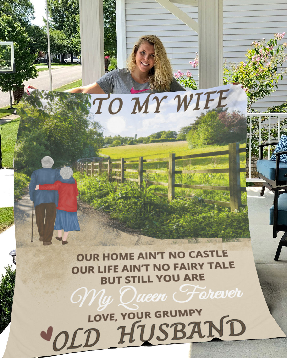 To My Wife "My Queen Forever" Plush Fleece Blanket