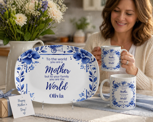 A Personalized Gift That Reminds Mom She’s Your World” “Customize Your Platter Below”