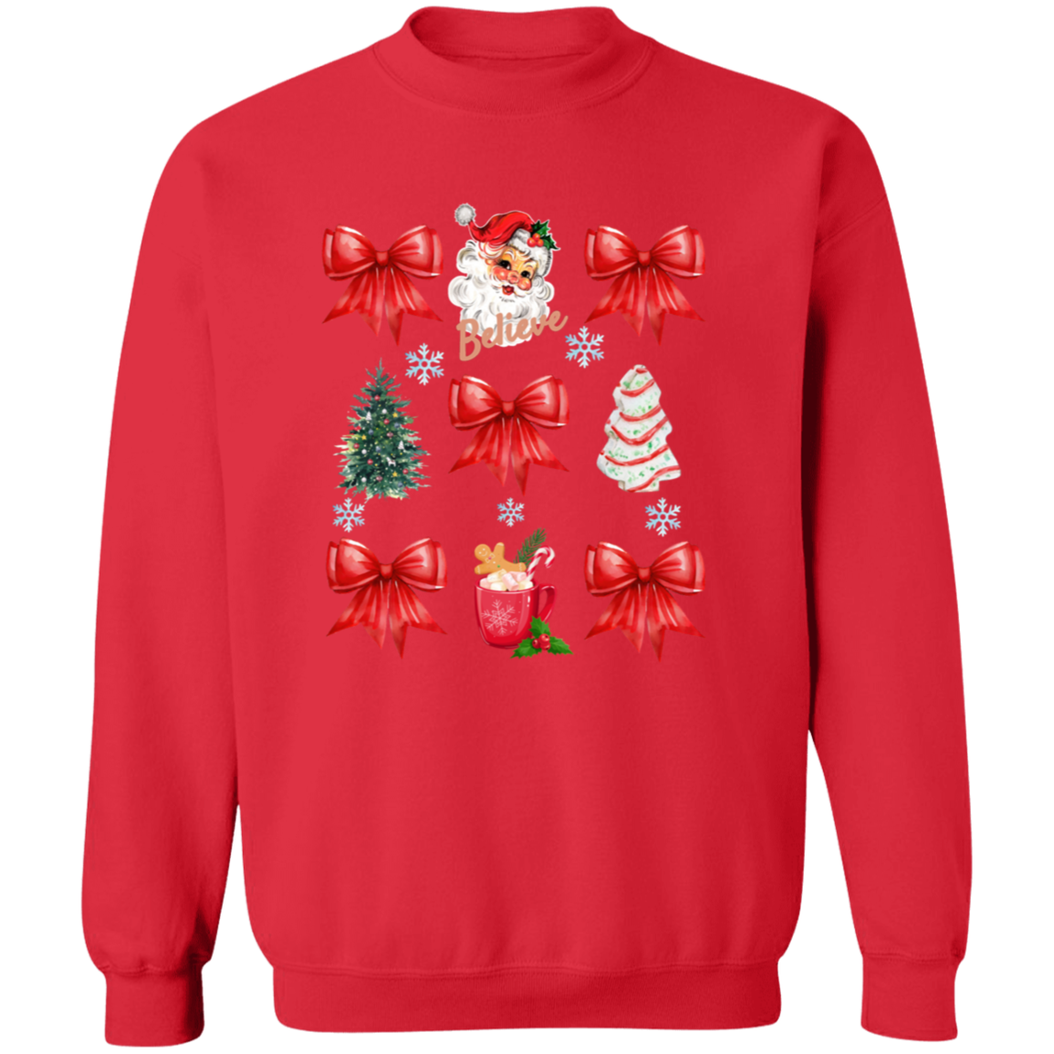 Coquette Bow Sweatshirt, Cute Red Ribbon Santa Sweatshirt