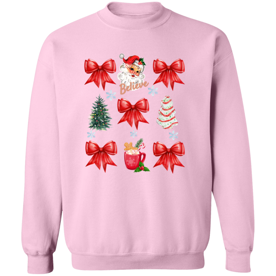 Coquette Bow Sweatshirt, Cute Red Ribbon Santa Sweatshirt