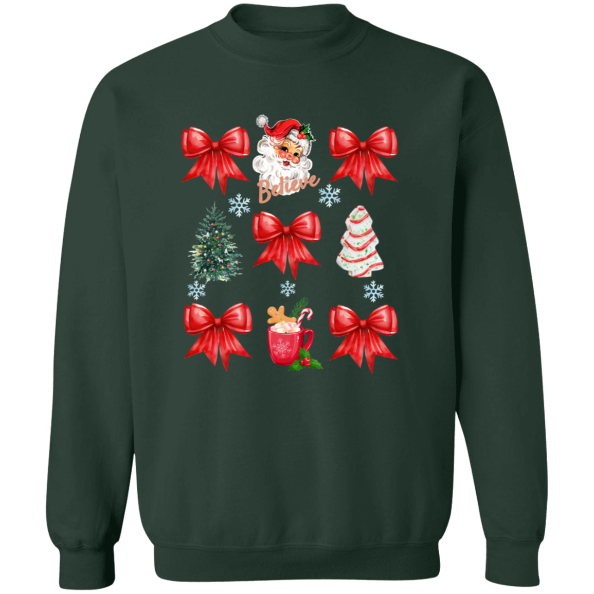 Coquette Bow Sweatshirt, Cute Red Ribbon Santa Sweatshirt