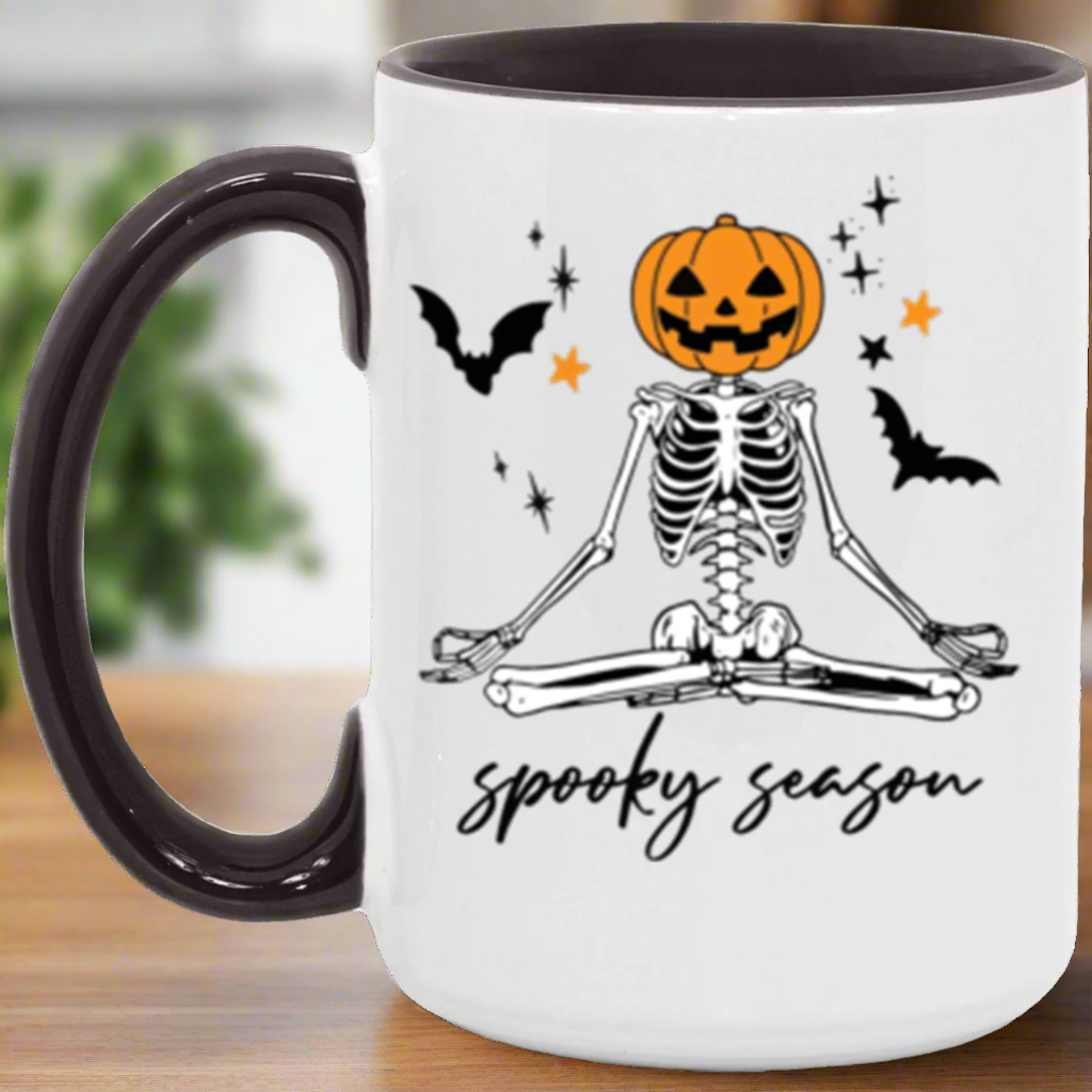 Halloween Mug, Skeleton Mug, Funny Coffee Mug, 15oz Accent Mug