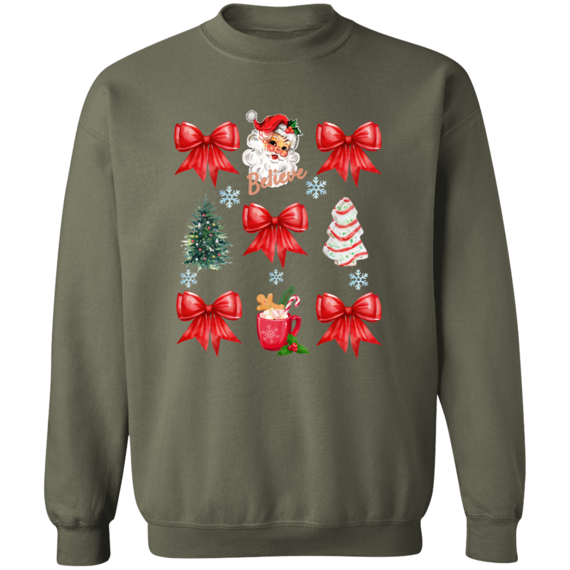 Coquette Bow Sweatshirt, Cute Red Ribbon Santa Sweatshirt