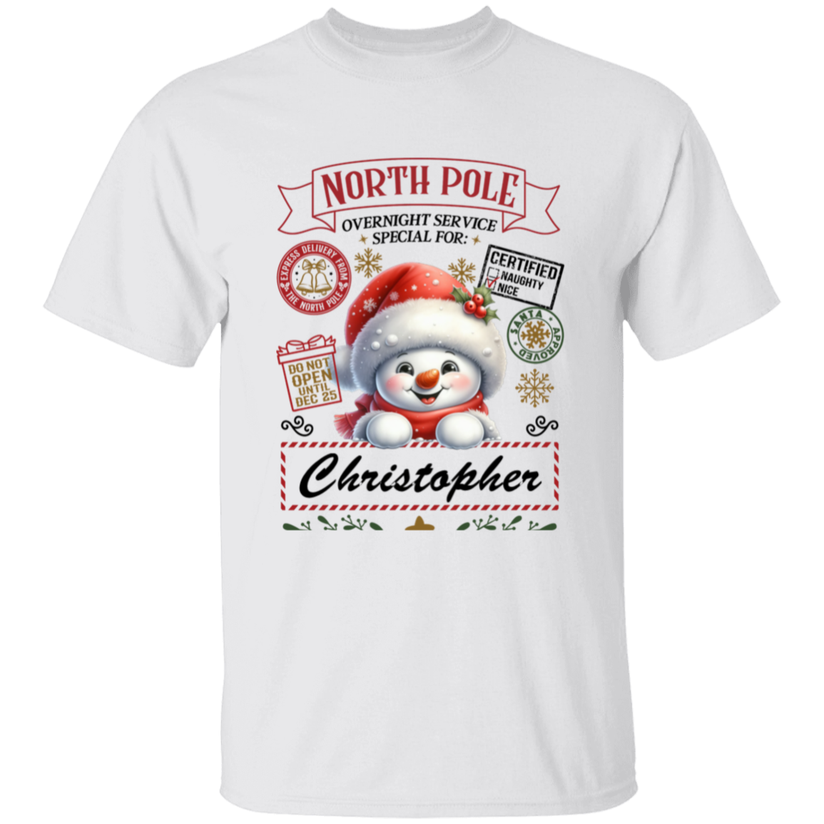 Personalized "North Pole Overnight Service" S/L T-Shirt T-Shirt