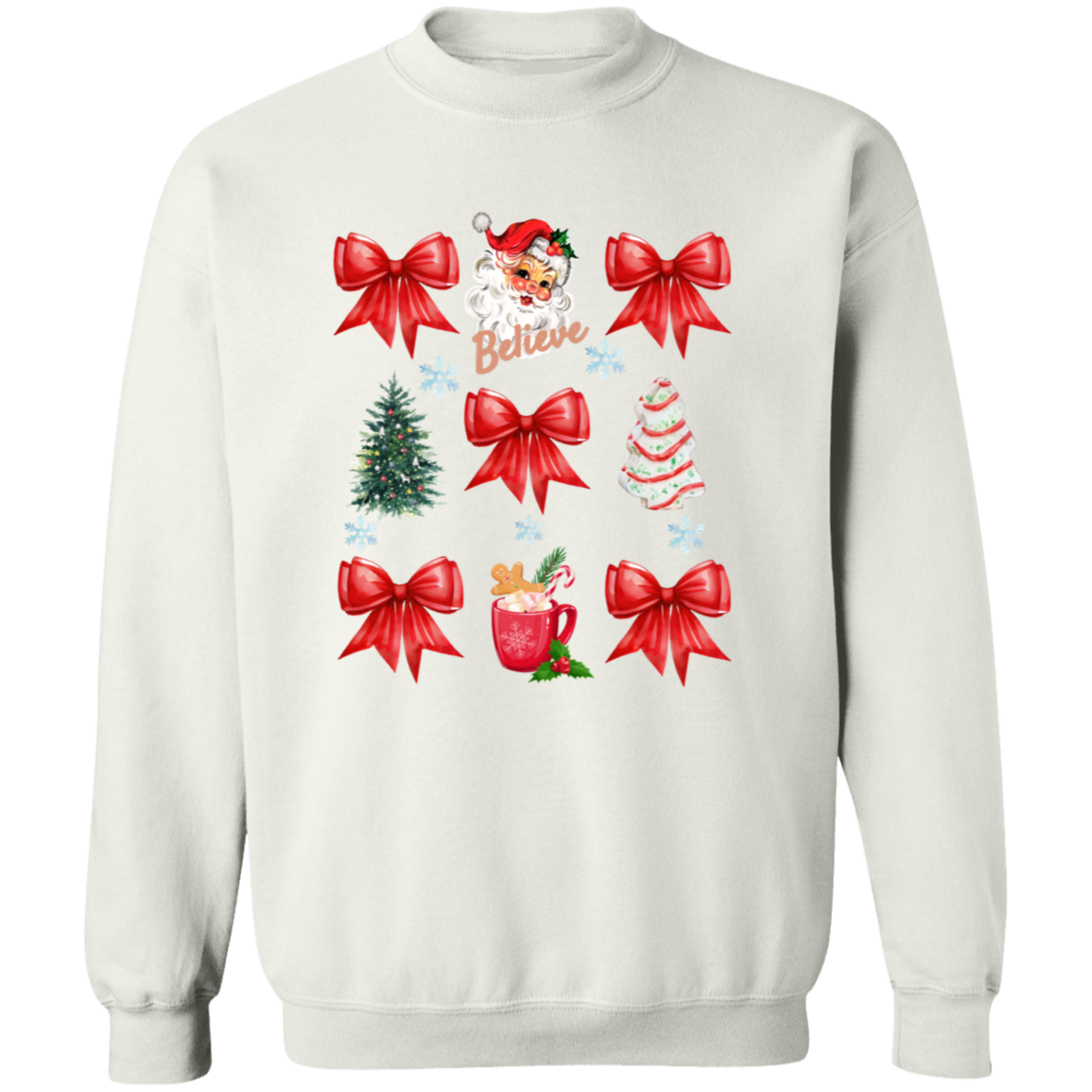 Coquette Bow Sweatshirt, Cute Red Ribbon Santa Sweatshirt