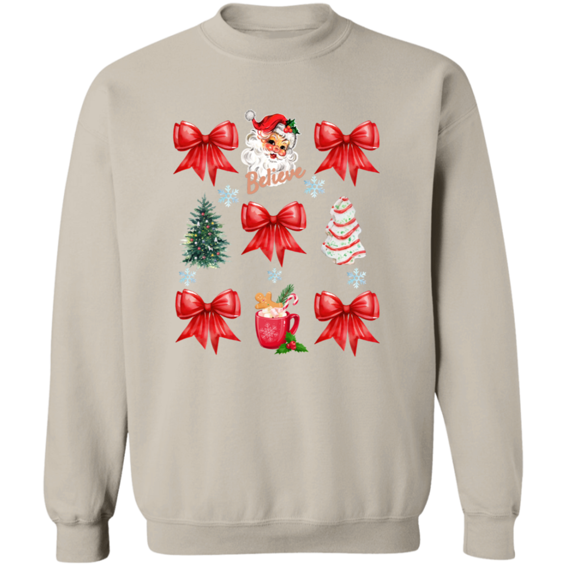 Coquette Bow Sweatshirt, Cute Red Ribbon Santa Sweatshirt