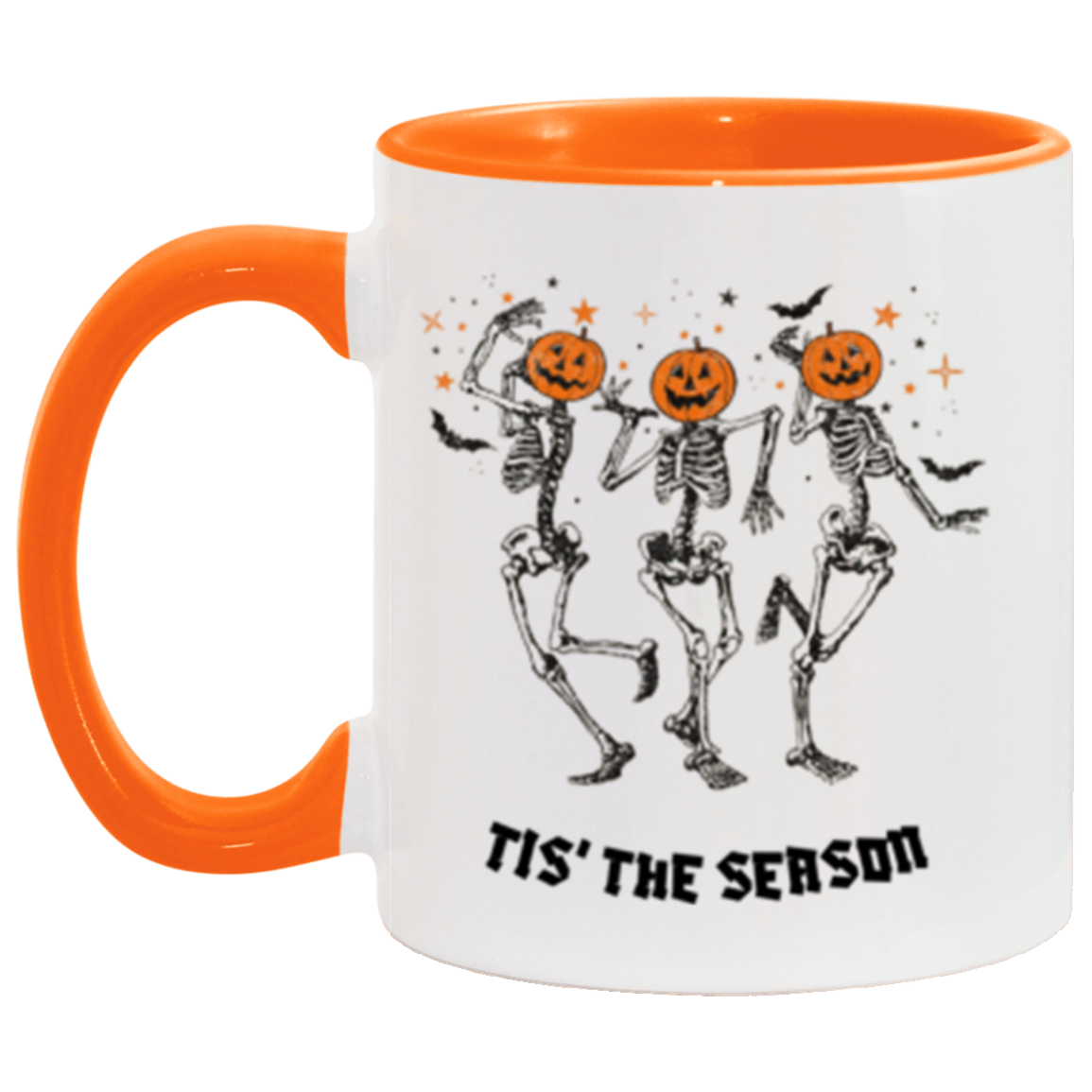 Halloween Coffee Mug, Pumpkin Head Mug, Gift For Halloween, Dancing Skeleton Mug, 11oz Accent Mug