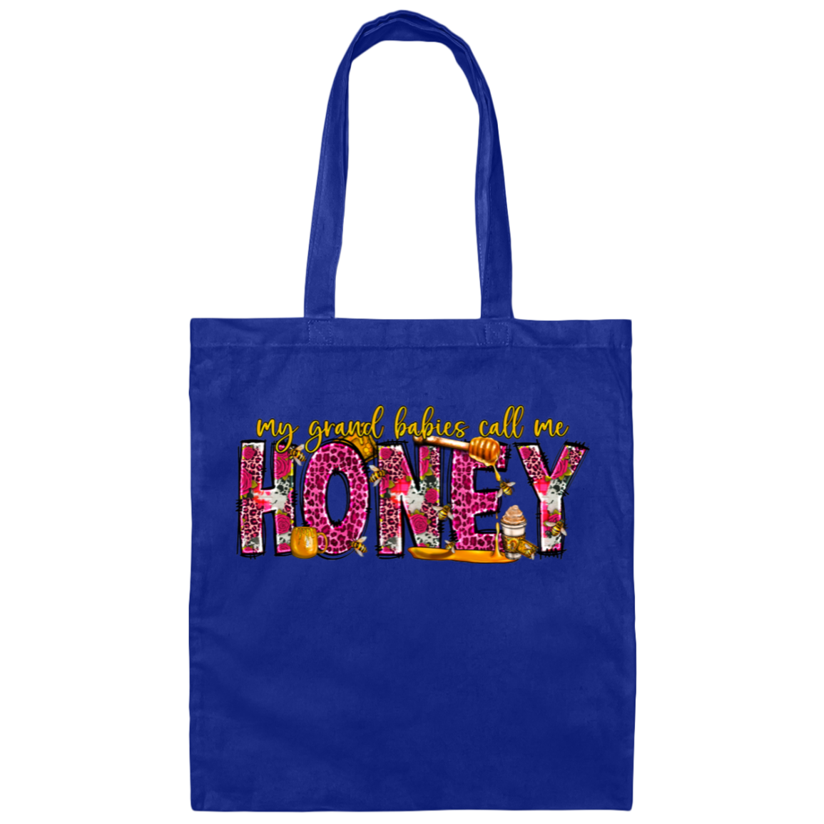 "My Grandbabies Call Me Honey" Canvas Tote Bag