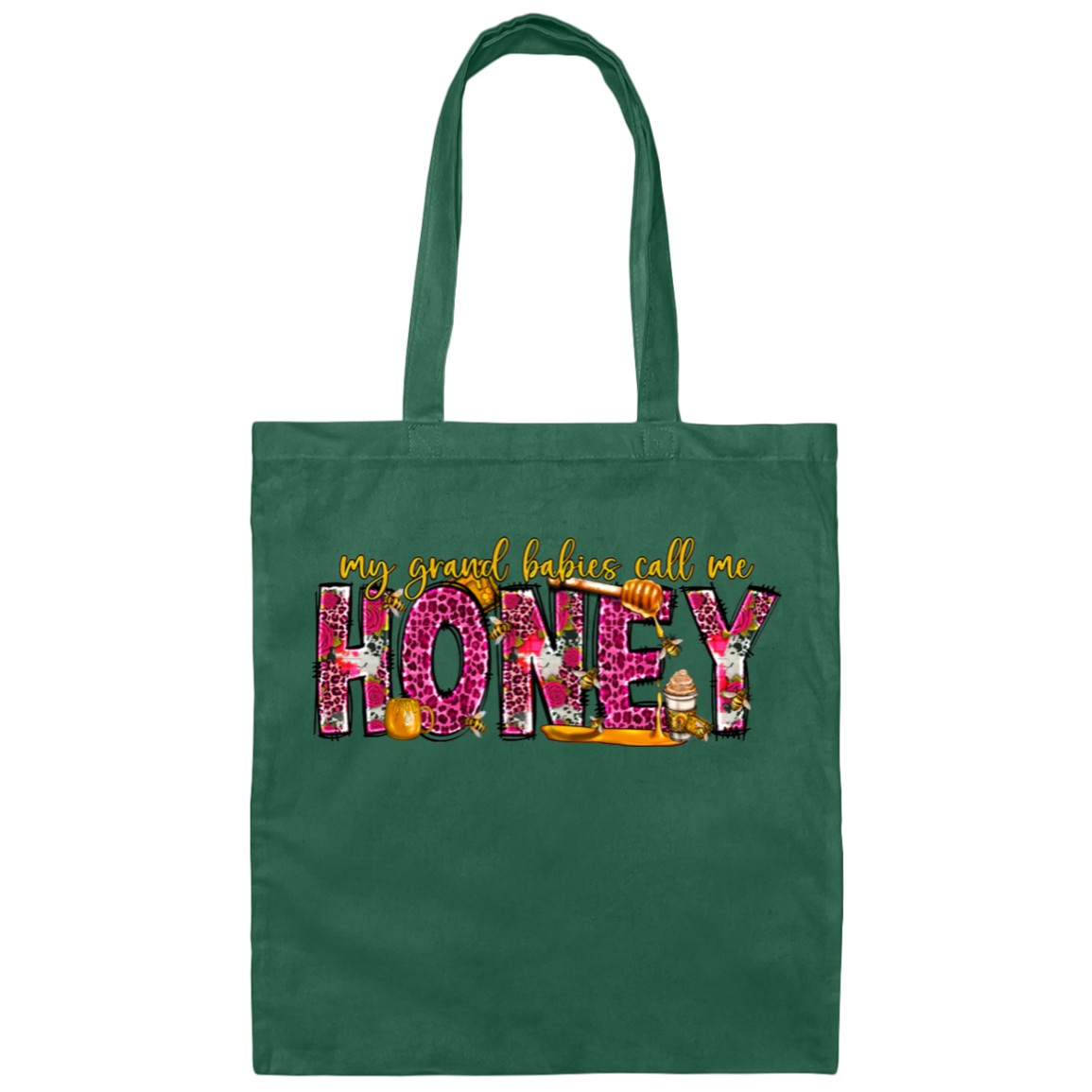 "My Grandbabies Call Me Honey" Canvas Tote Bag