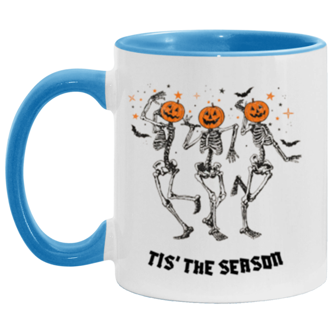 Halloween Coffee Mug, Pumpkin Head Mug, Gift For Halloween, Dancing Skeleton Mug, 11oz Accent Mug