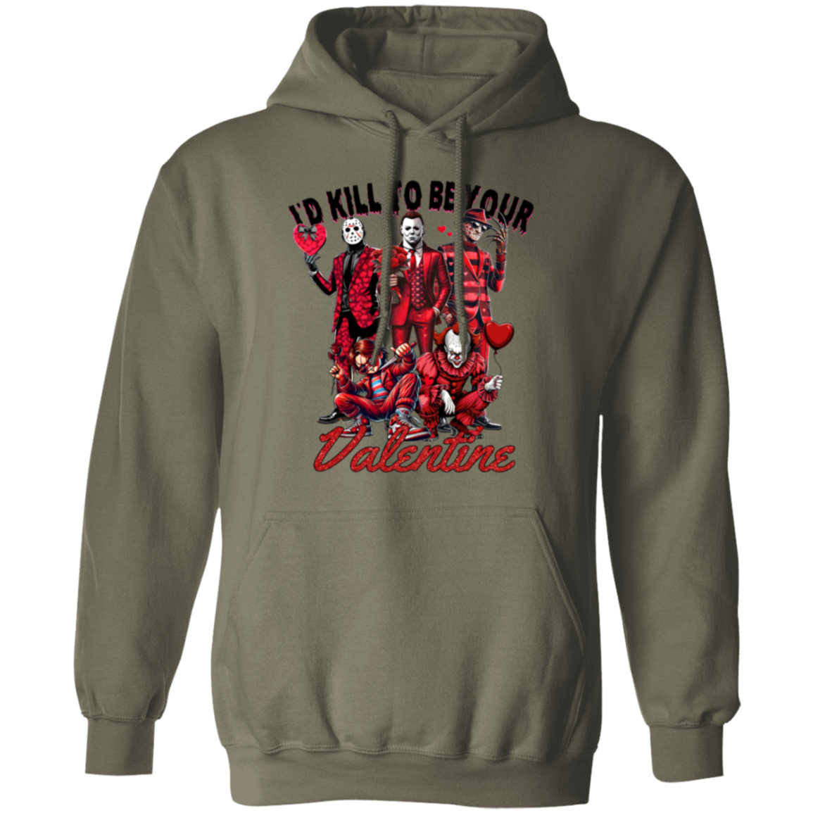 "I'd Kill to be Your Valentine" Horror Valentine Coquette Pullover Hoodie