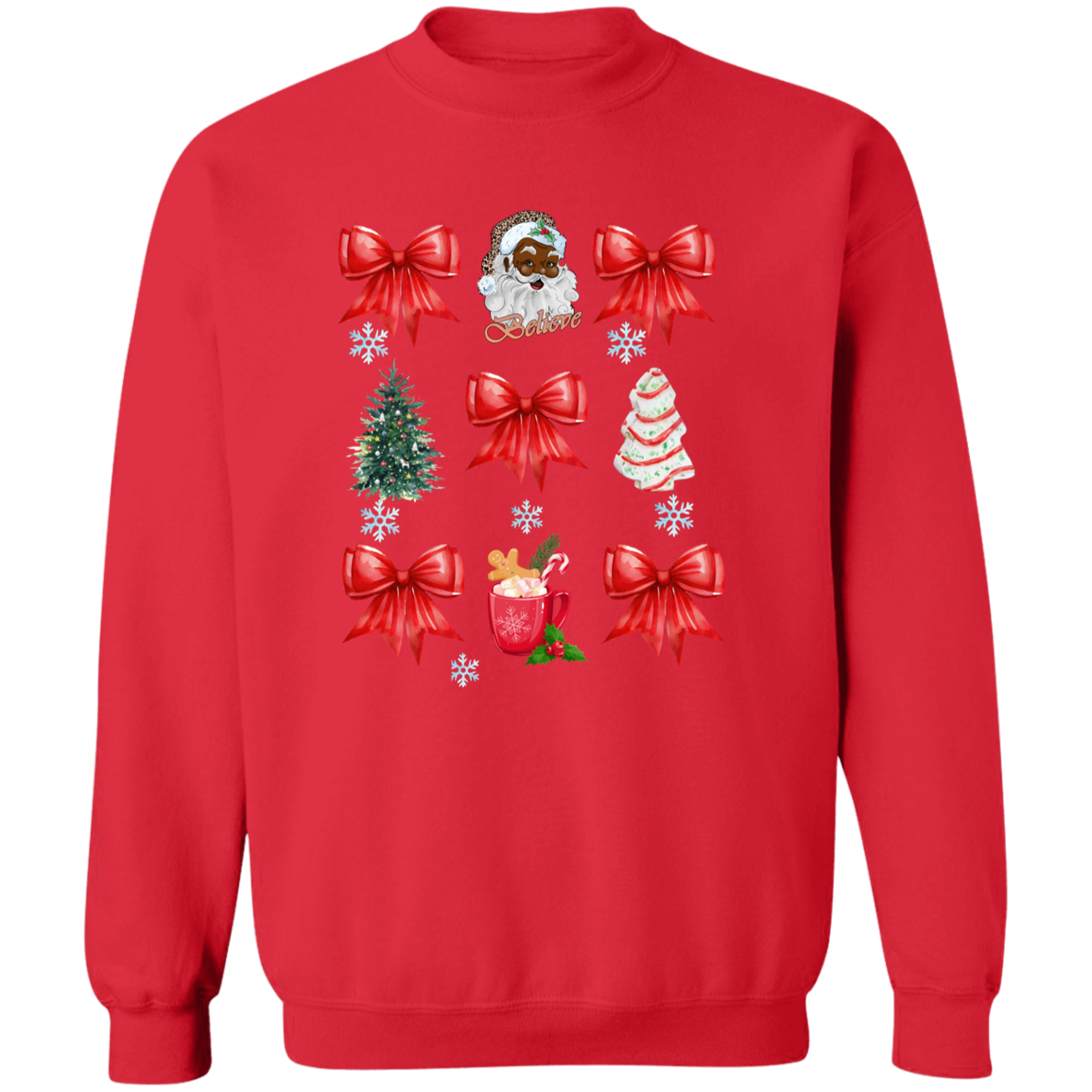 Coquette Bow Sweatshirt, Cute Red Ribbon Santa Sweatshirt!