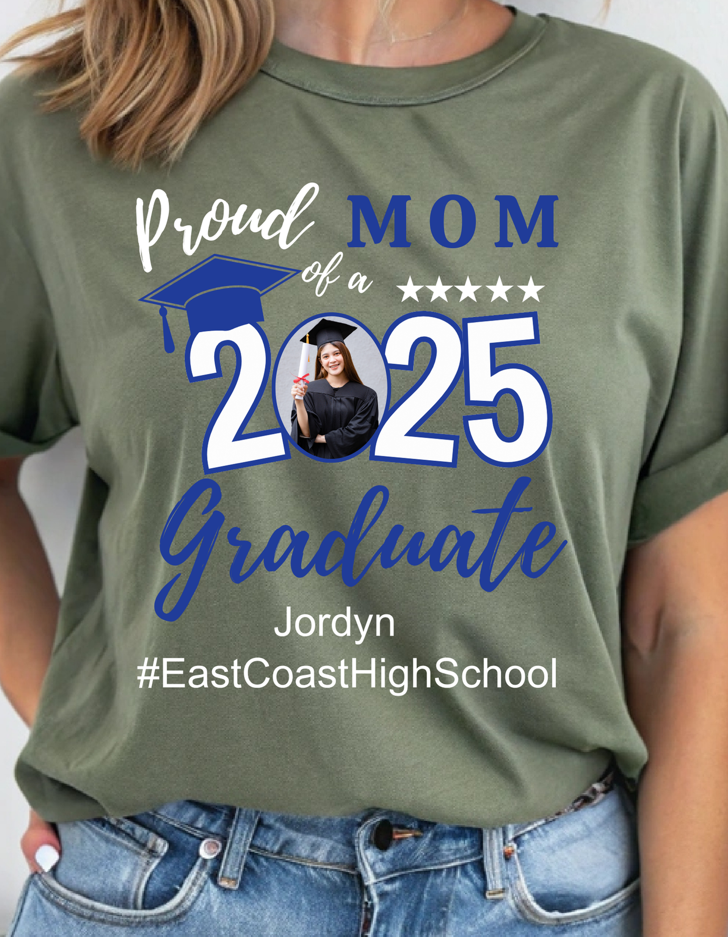 Proud Family T-Shirt, Personalized 2025 Grad Tees, 2025 Graduate Custom Photo Graduate Tee