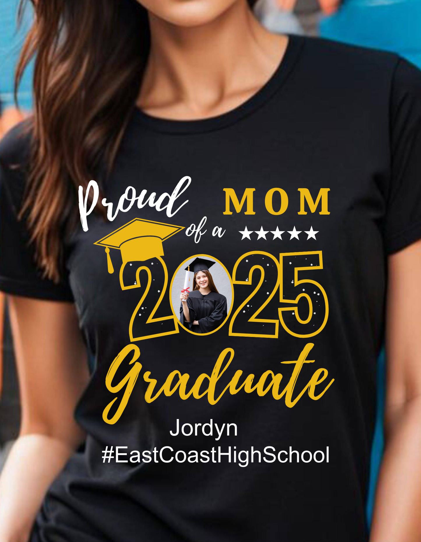 Proud Family T-Shirt, Personalized 2025 Grad Tees, 2025 Graduate Custom Photo Graduate Tee