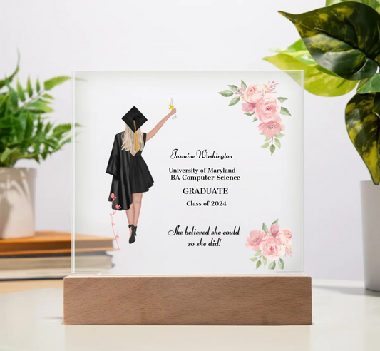 Personalized Acrylic Square Plaque for Graduation 2024