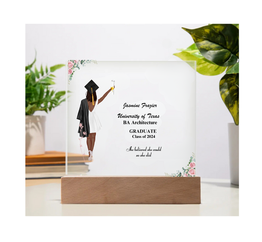 Personalize Acrylic Square Plaque For Graduation 2024