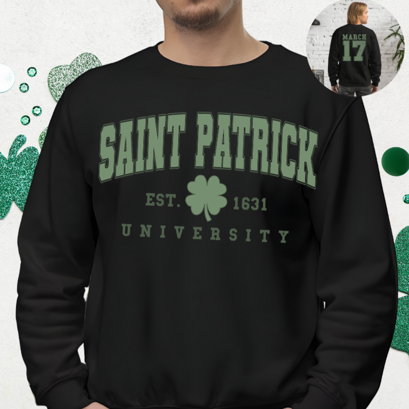 Saint Patrick University Crewneck Sweatshirt, Saint Patrick's Day