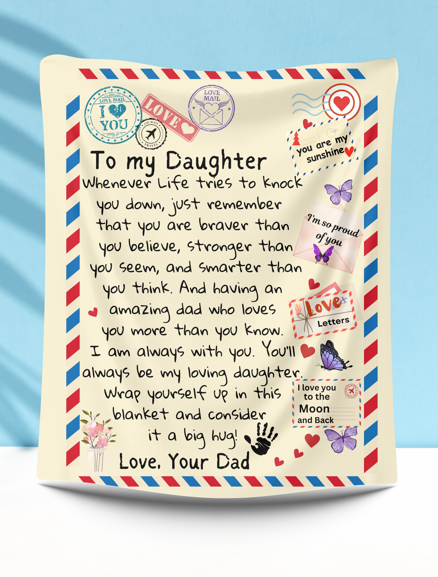 To My Daughter "I'll Be Hugging You" Fleece Blankets