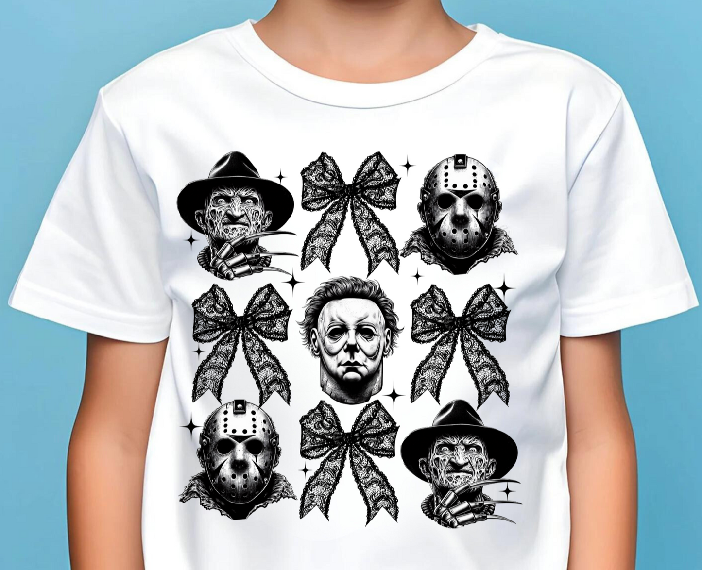 Halloween Coquette Horror Characters Youth T-Shirts!