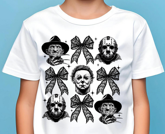 Halloween Coquette Horror Characters Youth T-Shirts!