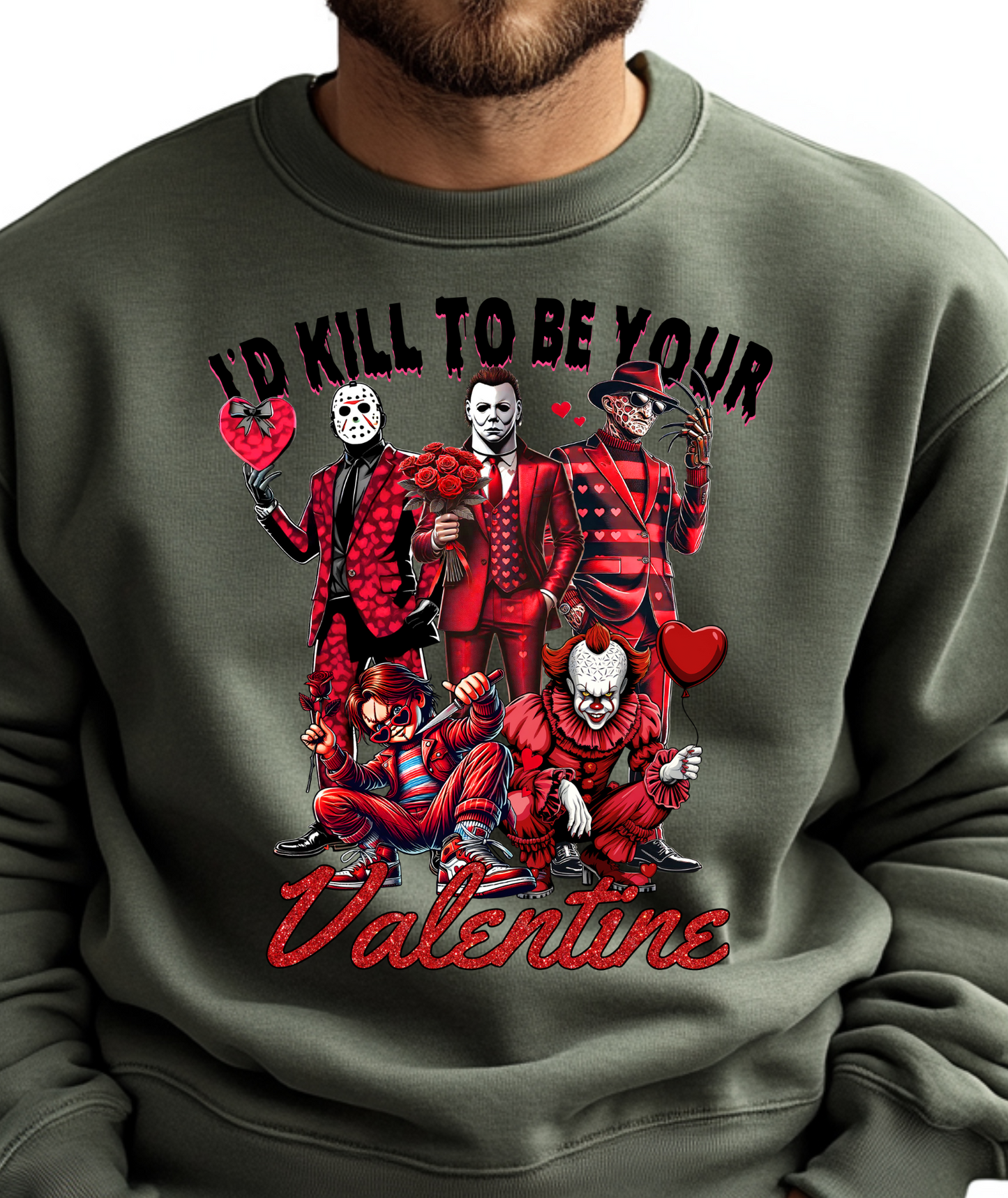 "I'd Kill to be your Valentine" Horrow Valentine Coquette Pullover Sweatshirt