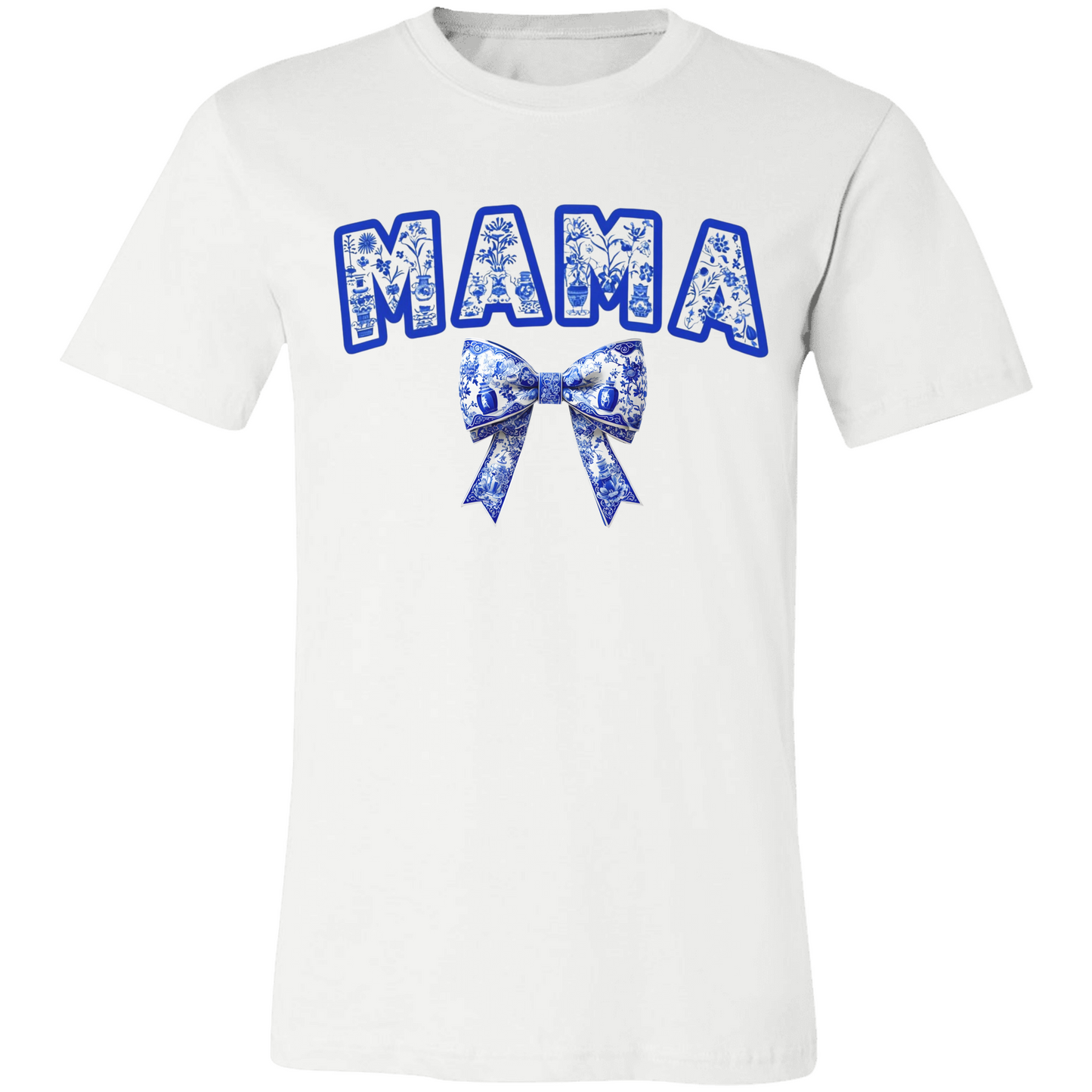 Mama Shirt, Cute Floral Mama Shirt, Blue Ribbon Shirt, Floral Mom Tee, Coquette
