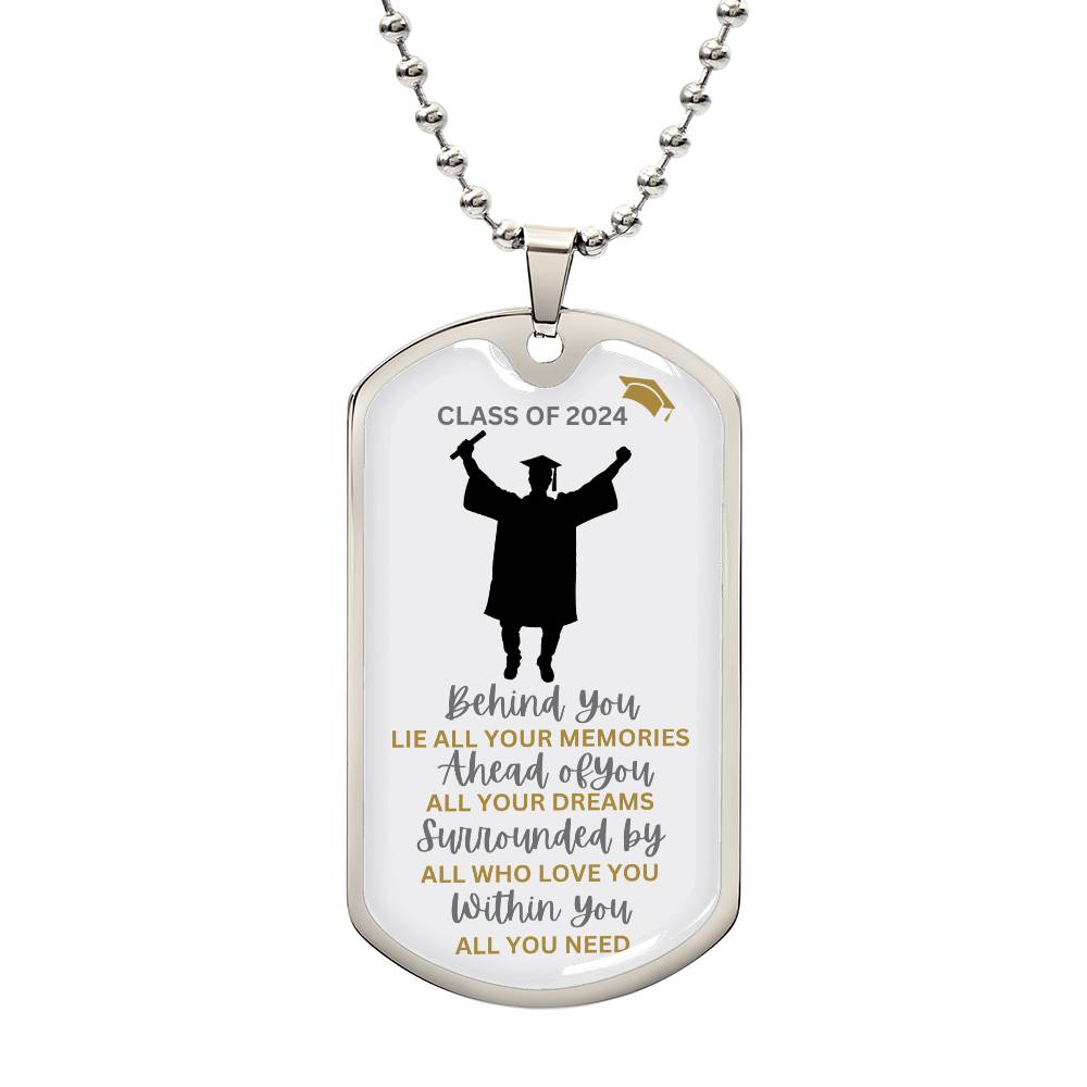 To My Son "Within You Reside All You Need" Graduation Military Dog Tag Necklace