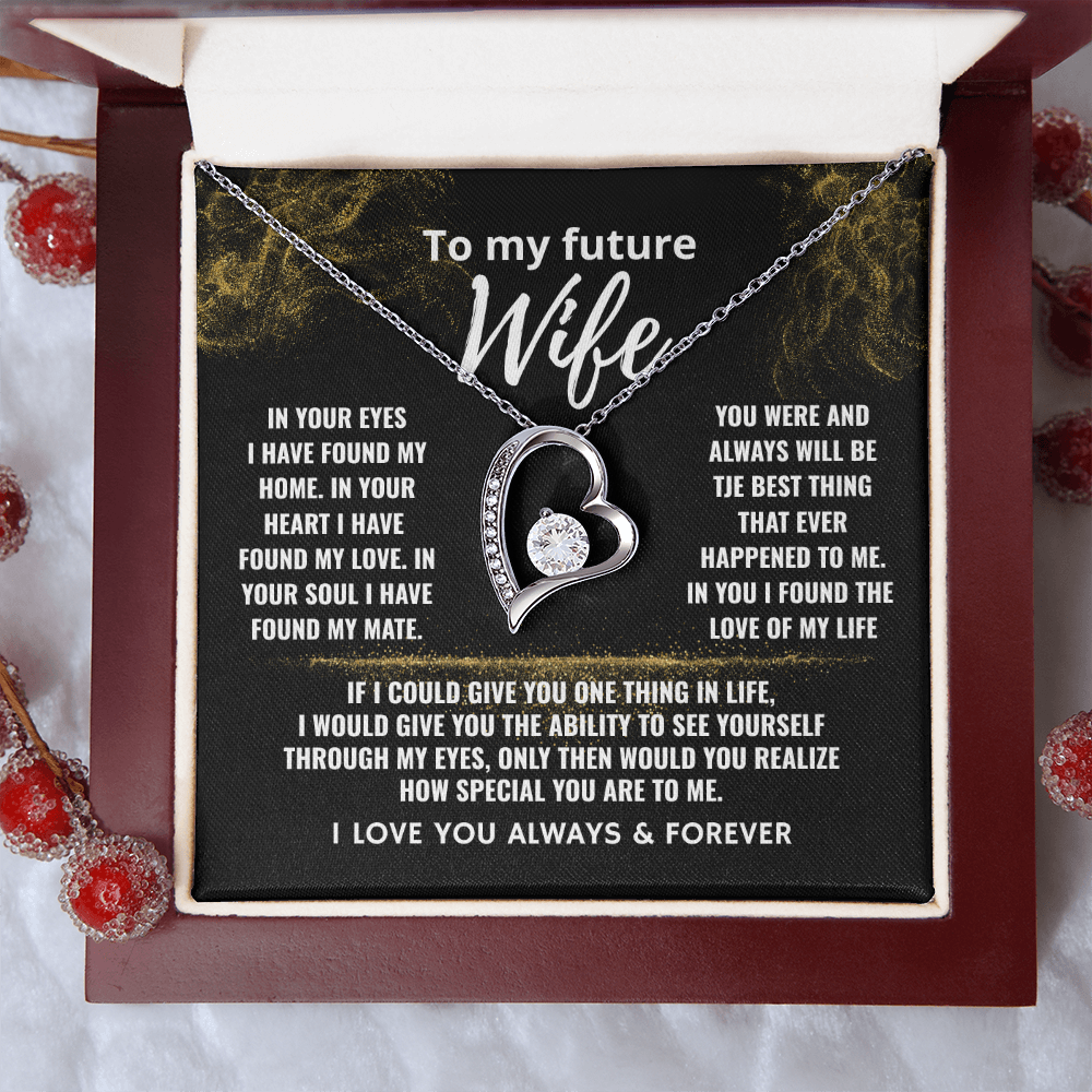 To My Future Wife "In Your Eyes I Found My Home" Love Knot Necklace