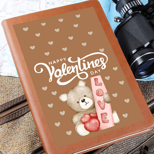 Happy Valentines Day "Love" Graphic Leather Journal | Teddy Bear Love Journal!