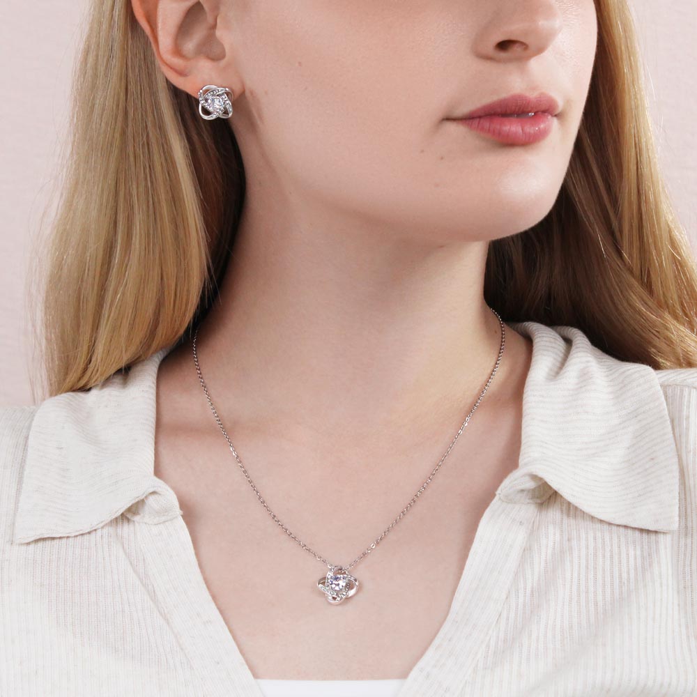 Happy Mother's Day Mom "Gratitude" Love Knot Earring and Necklace Set