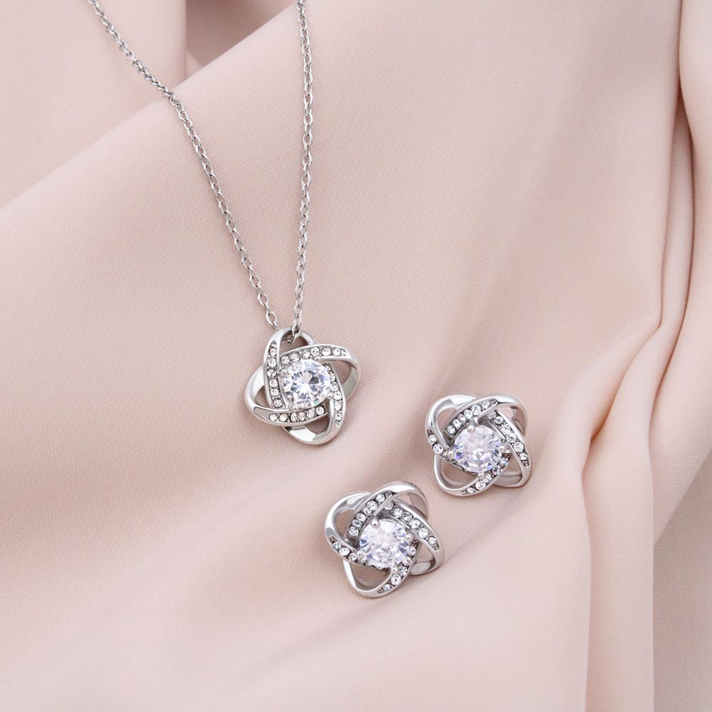 Happy Mother's Day Mom "Gratitude" Love Knot Earring and Necklace Set