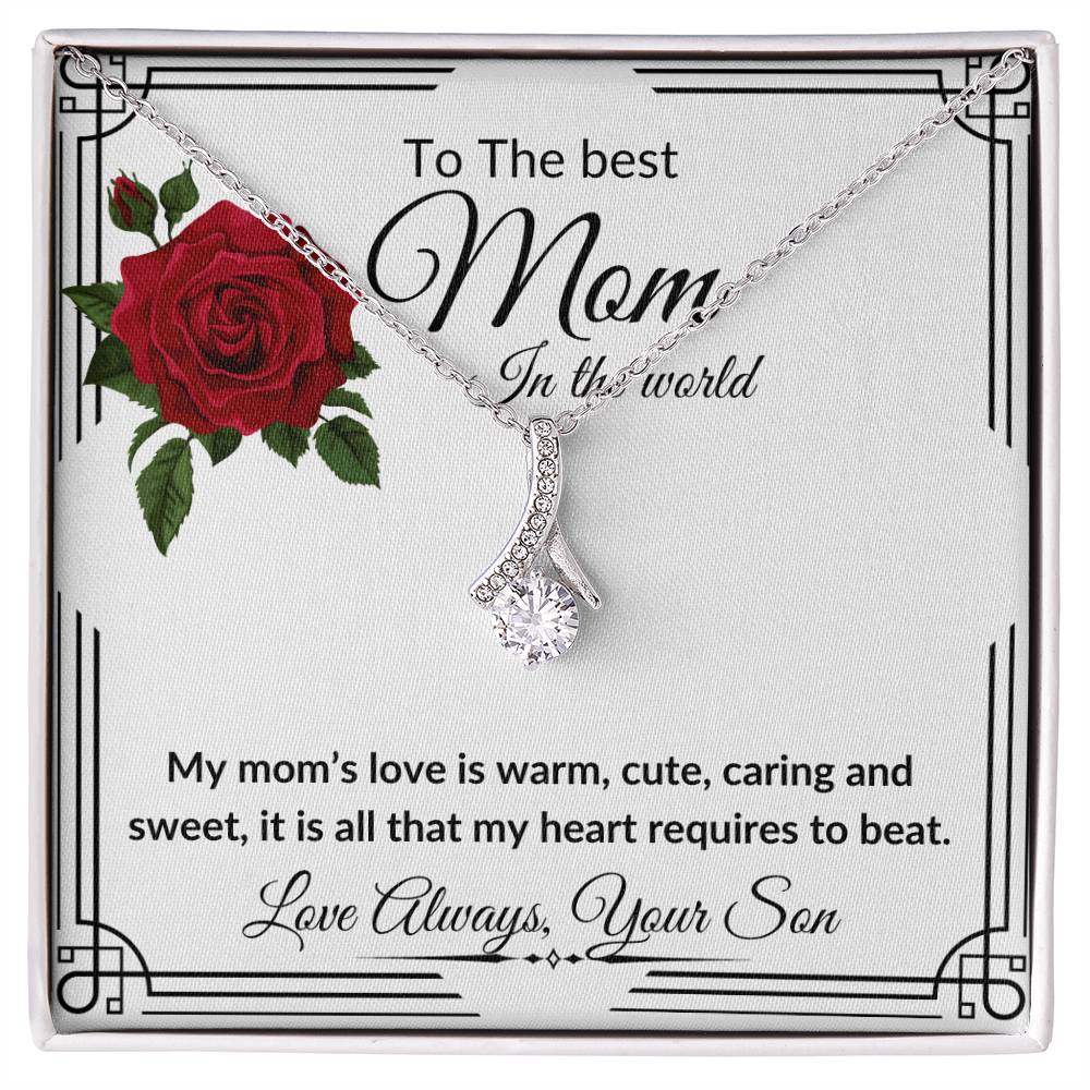 To My Mom from Son "The Best Mom" Alluring Beauty Necklace