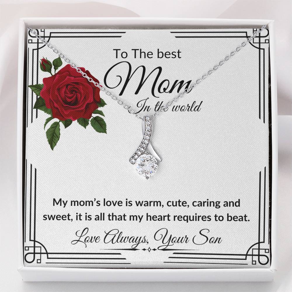 To My Mom from Son "The Best Mom" Alluring Beauty Necklace